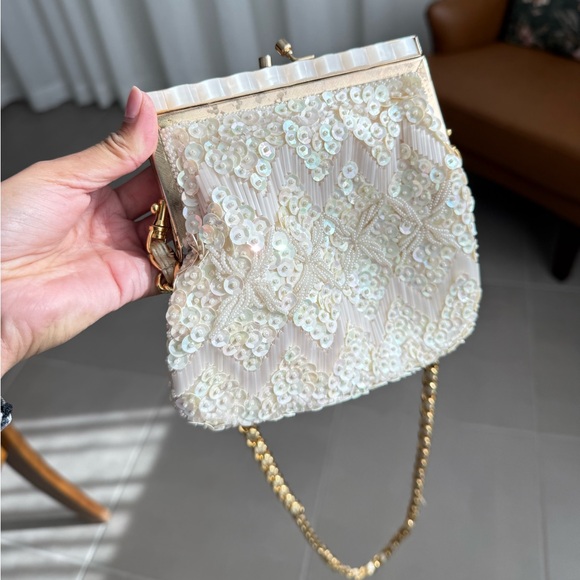 Vintage Rimco of California beaded wallet/purse champagne gold straps EVC - Picture 11 of 13